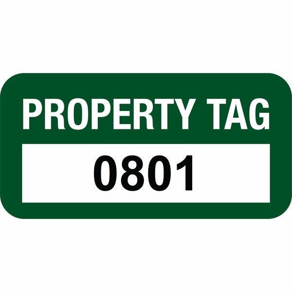 Lustre-Cal VOID Label PROPERTY TAG Green 1.50in x 0.75in  Serialized 0801-0900, 100PK 253774Vo1G0801